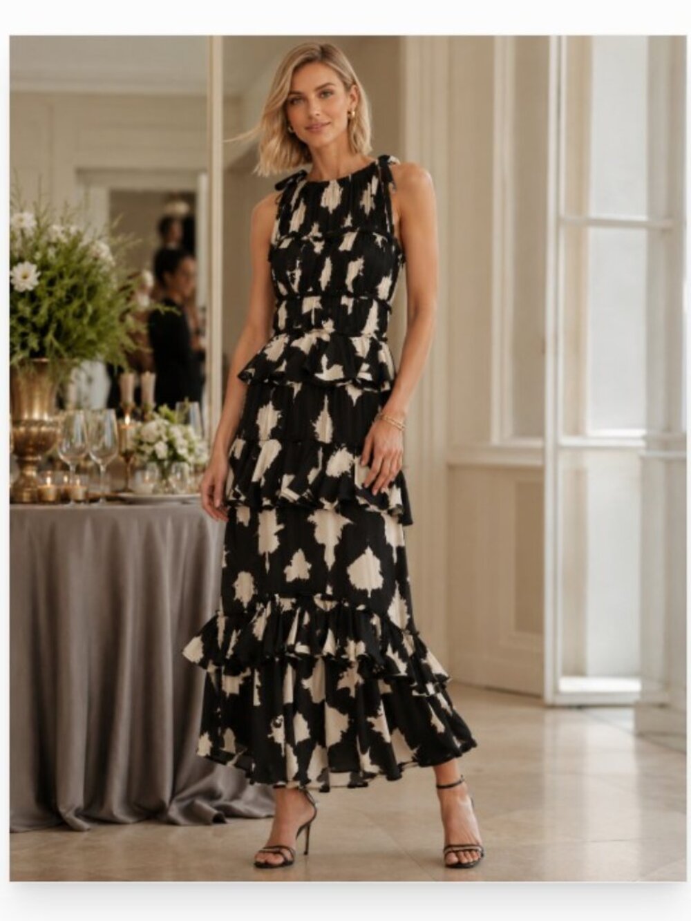 Ulla Johnson Serafina Noir Blur Tiered Silk Gown - Picture 5 of 17